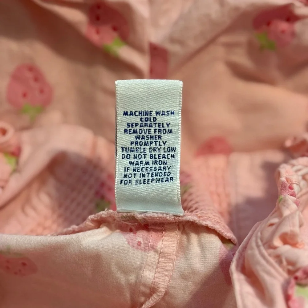 Gymboree Vintage 2001 Pink Strawberry Smocked Romper Sunsuit 12-18 Months Cotton